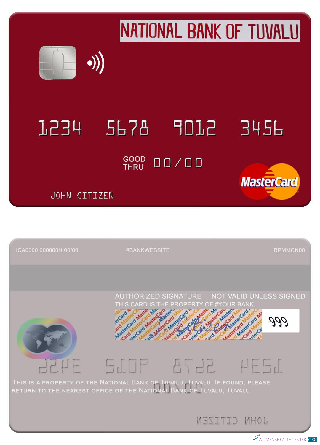Download Tuvalu National Bank of Tuvalu mastercard Photoshop template